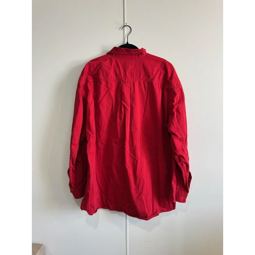 Vintage Banana Republic‎ Shirt Mens XL Red Solid Cotton Button Front Long Sleeve